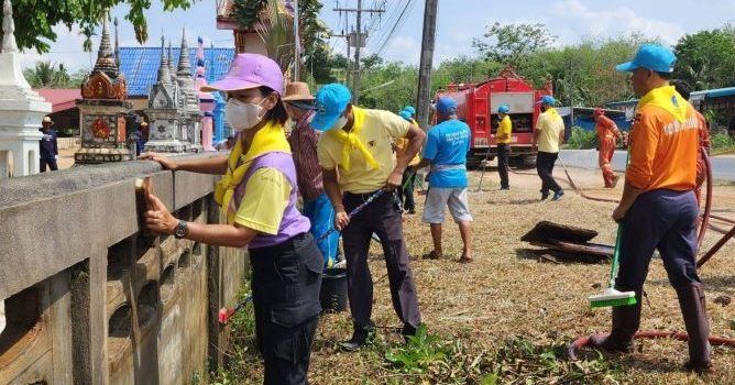 สภ.ควนเนียง ร่วมกับผู้นำชุมชน ทต.บางเหรียงและประชาชน พัฒนาปรับภูมิทัศน์